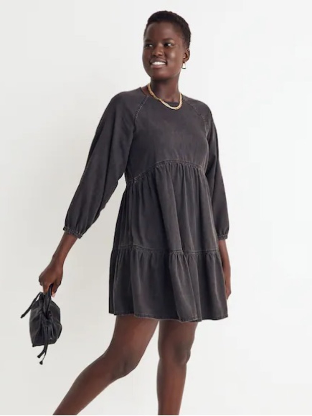 Madewell Denim Raglan-Sleeve Mini Dress in Lunar Wash